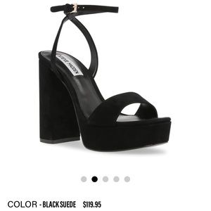 Steve Madden Lessa Black Suede Chunky Heels